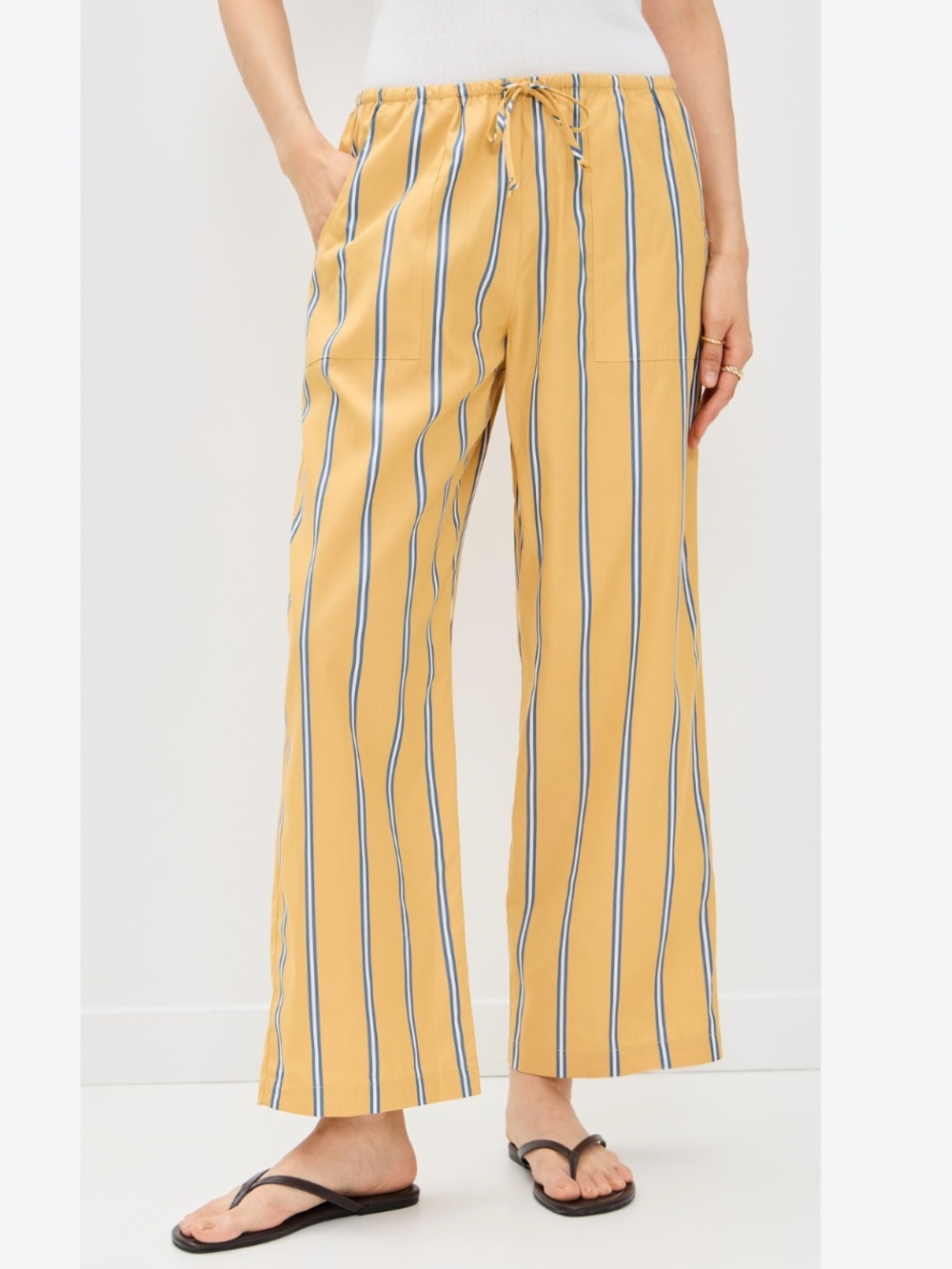 DONNI. Yellow Stripe Drawstring Pants